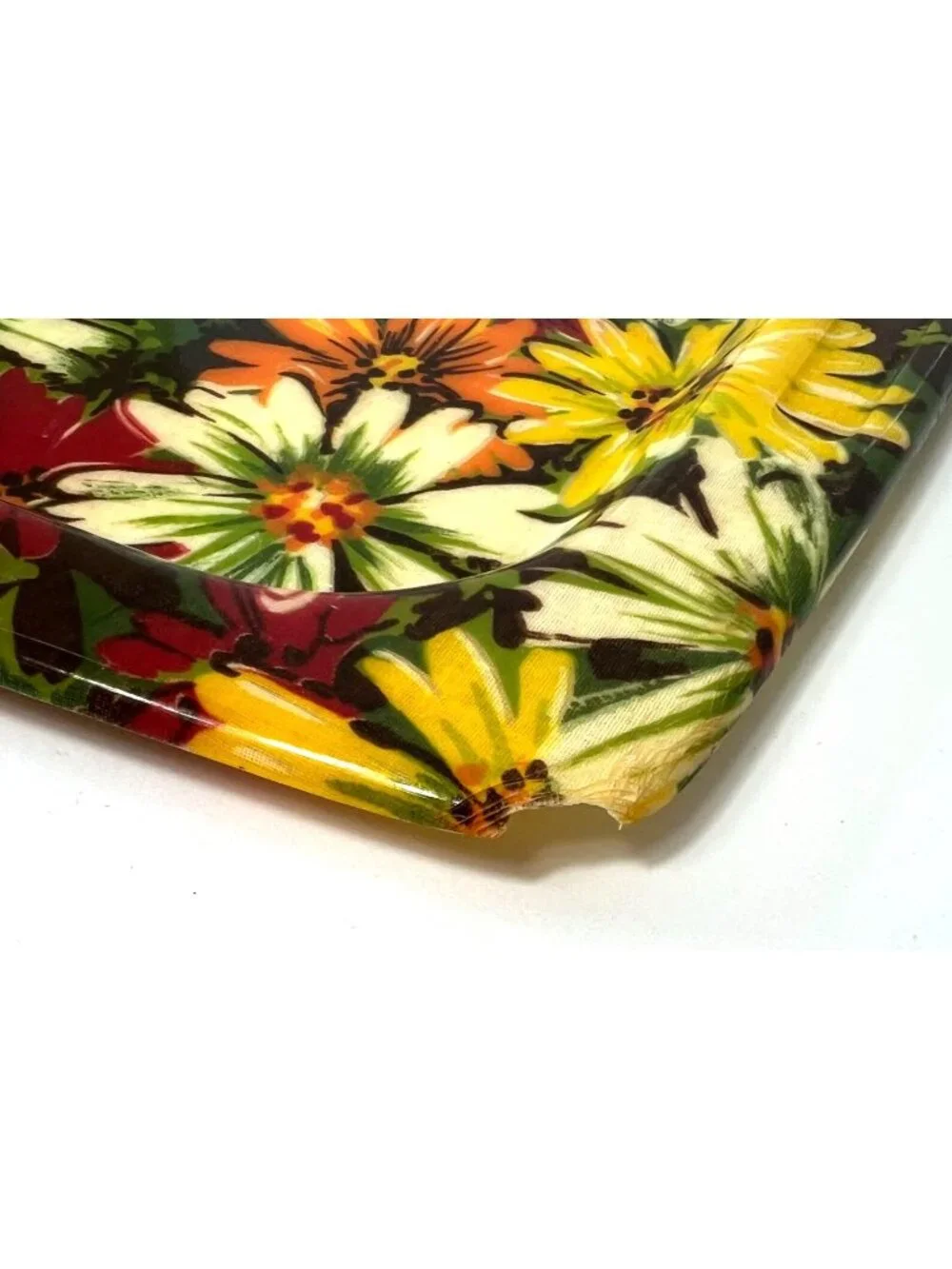 Vintage Daisy Floral Fiberglass Serving Trays Set Of 2 16